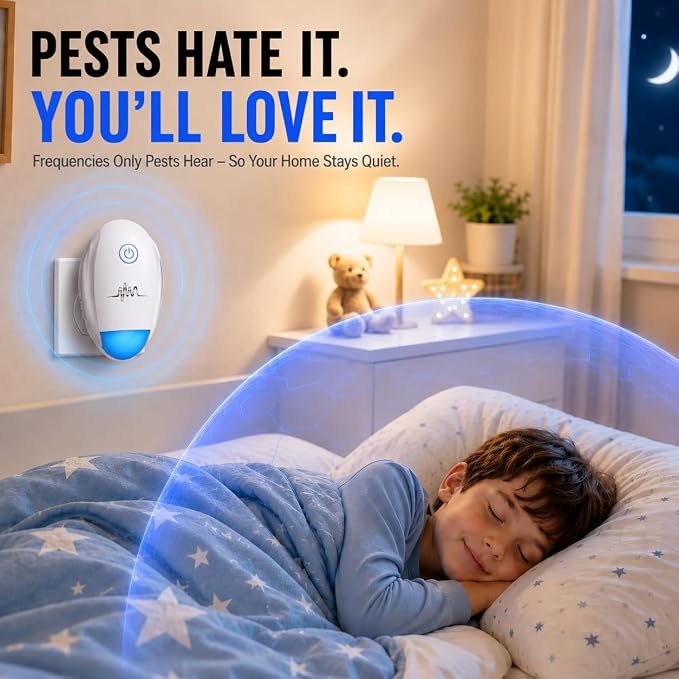 2026 Upgraded Ultrasonic Repeller, Indoor Ultrasonic Repellent, Electronic Plug in Pest Control for Bugs,Mosquito,Roach, Ant, Rodent, Mouse, Spider Repellent for House, Warehouse, Garage (White)