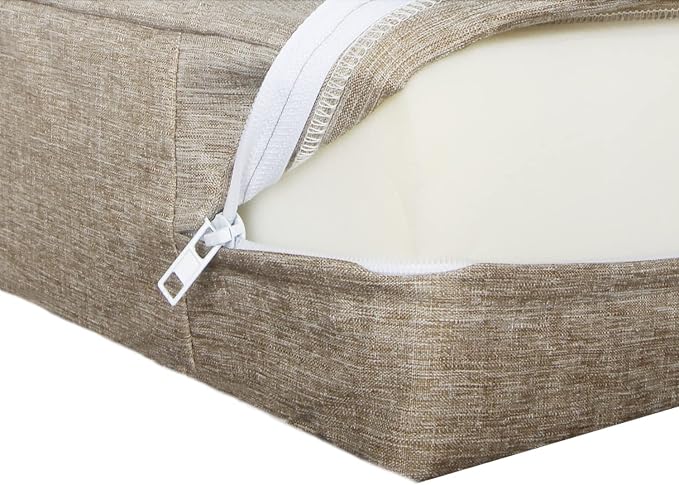 Patio Seat Cushion Covers,Washable Slip Covers Replacement,Waterproof Outdoor Furniture Chair Cushion Pillow Seat Cover for Couch,Garden,Sofa,Flax,22"×22"×4"(4 Covers Only)