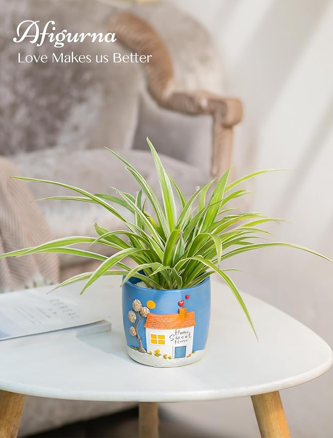 New Home Gift Ideas: New Home Apartment Plant Gift for Plant Lover - 5.3in Hand-Painted 3D Art Planter - Gardening House Warming Present for Christmas