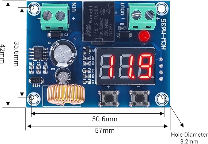 2 PCS Digital Low Voltage Protector, ICSTATION DC 12-36V 20A Low Voltage Cutoff Disconnect Switch Over-Discharge Protection Module for Lead Acid Lithium Battery Solar Panel Lighting System