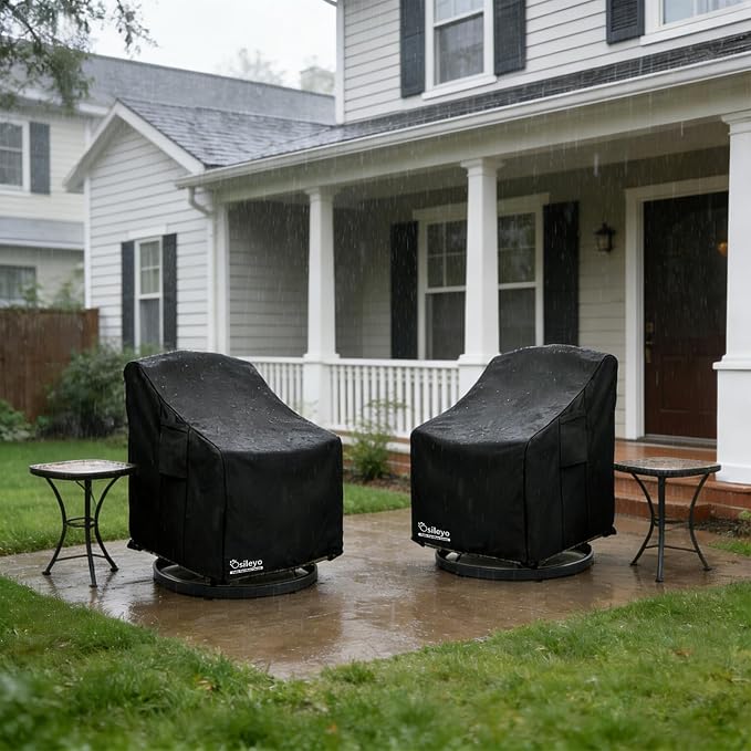 Patio Chair Covers 2 Pack,Swivel Lounge Chair Cover,Waterproof Heavy Duty Patio Furniture Covers for Outdoor Swivel Lounge Chair(35 W x 37 D x 38.5 H inches) Black