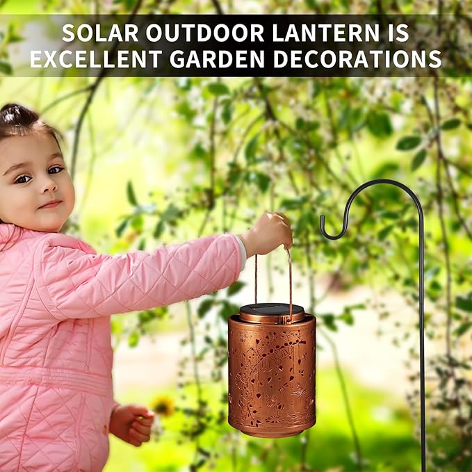 Solar Lanterns Garden Decor Birthday Gifts for Women Mon Grandma Metal Hanging Solar Lights Waterproof Outdoor Decoration for Outside LED Lanterns for Yard Patio Lawn (Cat)