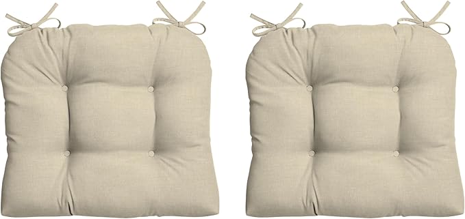 Arden Indoor/Outdoor Rocking Chair Or Wicker Chair Cushion, 2-Pack, 20 x 18, Water Repellent, Rain Proof, Fade Resistant Cushion for Rocking Or Rounded Back Chair Tan Leala