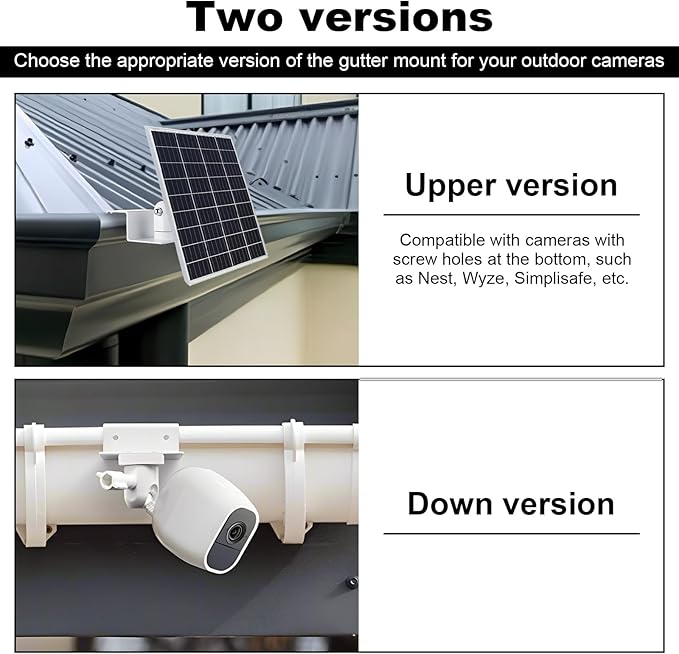4 PCS Universal Solar Panel Gutter Mount Compatible with Ring Blink Arlo and More, White