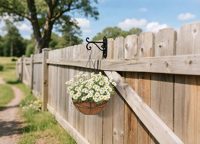 2 Pack 12 inch Metal Hanging Baskets for Plants Outdoor Metal Wire Hanging Basket Planter with Coco Fiber Liners Flower Pots for Home Porch Garden Patio, Diamond-Shaped