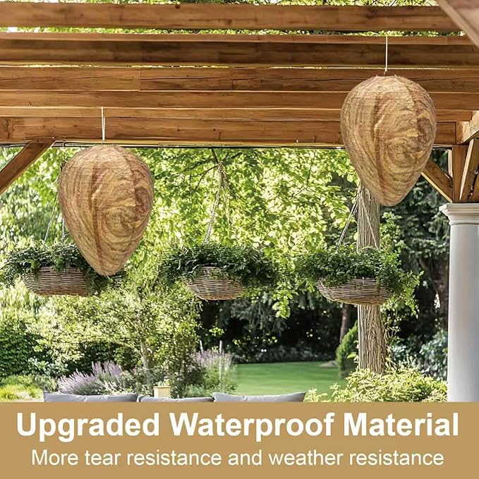 6 Pack Effective Waterproof Wasp Nest Outdoor, Hanging Fake Hornets Nest,Backyard Fake Bee Hive,8.3 inches Diameter 11.5 inches Height,Yellow Jackets