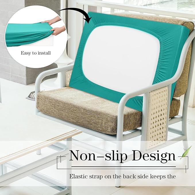 Newwiee 8 Pcs Stretch Patio Outdoor Cushion Covers Replacement for 4 Backrests and 4 Patio Cushions Covers, Waterproof Couch Sofa Slipcover Furniture Protector, Thin Fabric Breathable (Fruit Green)