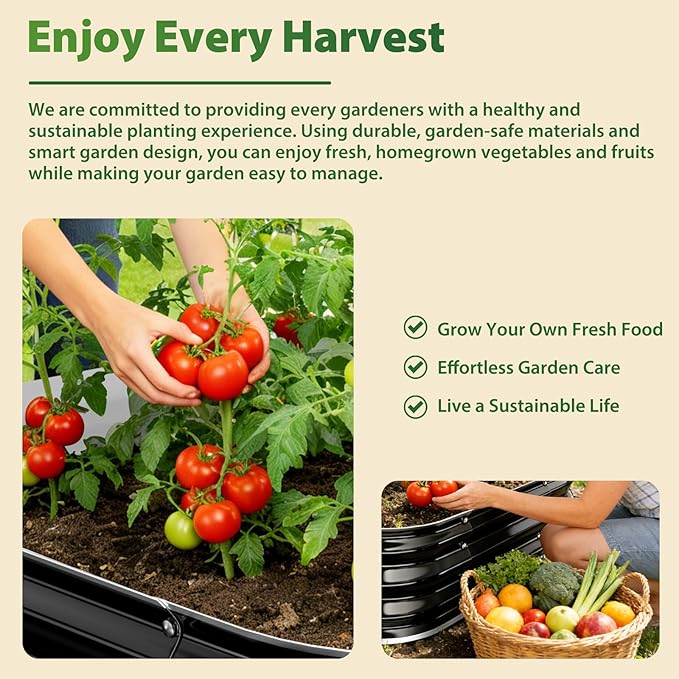 Galvanized Raised Garden Bed for Gardening, 4x4x1ft Large Square Metal Planter Boxes Outdoor for Vegetable,Flower,Herb,Modular Above Ground Growing Container,Black, Easy Assembly