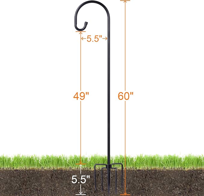Ottsuls 2 Pack 60 inch Adjustable Shepherd Hooks and 2 Pack Solar Bird Feeder for Outdoors Hanging (Blue)