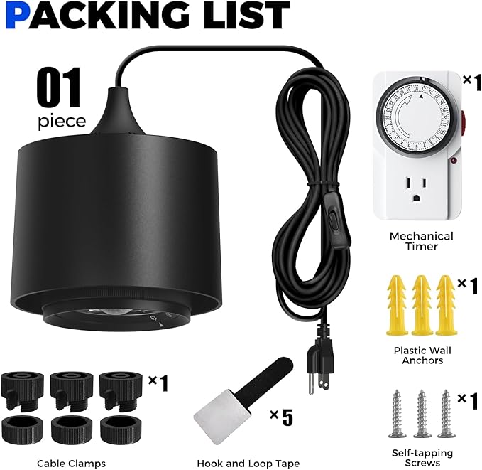 Barrina TR40 Hanging Grow Lights for Indoor Plants, 40W 5000K Full Spectrum, Adjustable Beam Angle (15°-60°), High PPFD, Spotlight Grow Light with Timer for Indoor Growing, Large Tall Plant, Flowers