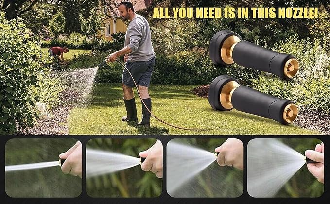 100 FT Metal Garden Hose, Stainless Steel Water Hose, Kink-Free Lightweight Heavy Duty Garden Hose with Brass Fittings & Nozzle, Flexible Non-Expandable Hose