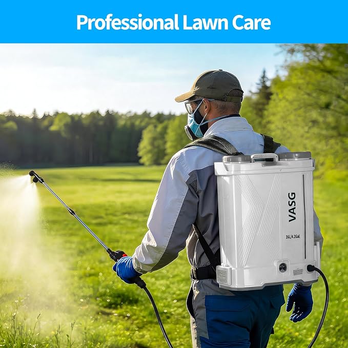 Battery Powered Backpack Sprayer 4 Gallon, 21V 2.6Ah Electric Weed Pump Sprayer with 6 Nozzles, Telescopic Wand (Stainless Steel + Plastic) for Garden Weed Lawn Yard Clean, Charger Included