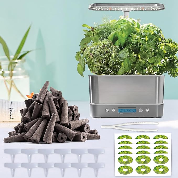 133 Pack Hydroponic Pods Supplies for Aerogarden Pods, Grow Sponges for Hydroponics, Seed Pods Kit with 60 Grow Sponges, 60 Pod Labels,12 Plant Labels, 1 Tweezer for Hydroponic Indoor Garden System