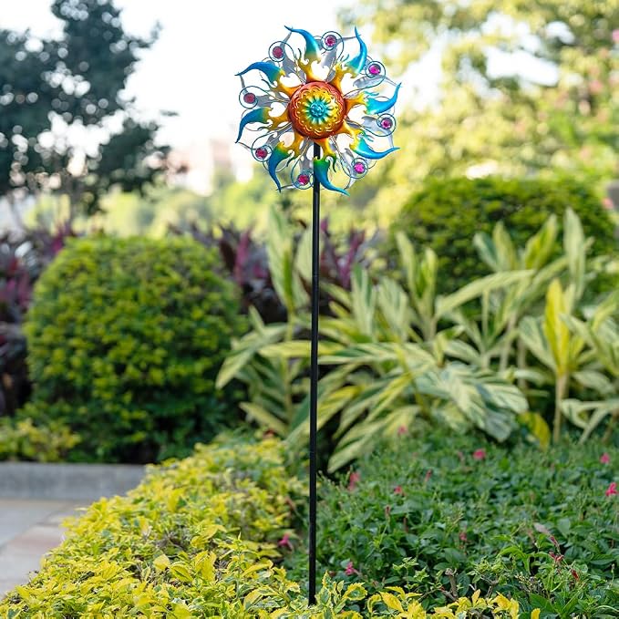 Wind Spinner Outdoor,Kinetic Metal Wind Spinner for Yard,Rustproof&Waterproof Windmill,Wind Sculptures for Yard Decor 13 * 57 Inches