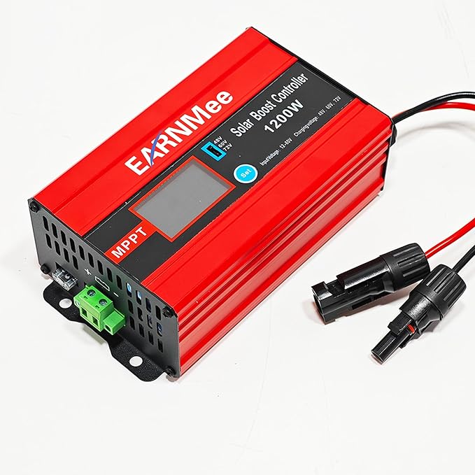 30A Boost MPPT Solar Charge Controller 72V/60V/48V, 1200W Solar Controller with LCD,Output Max 15A for LiFePO4/Lithium/Lead Acid Battery for RV/Solar System/Golf Cart,Smart Cooling & Full Protection