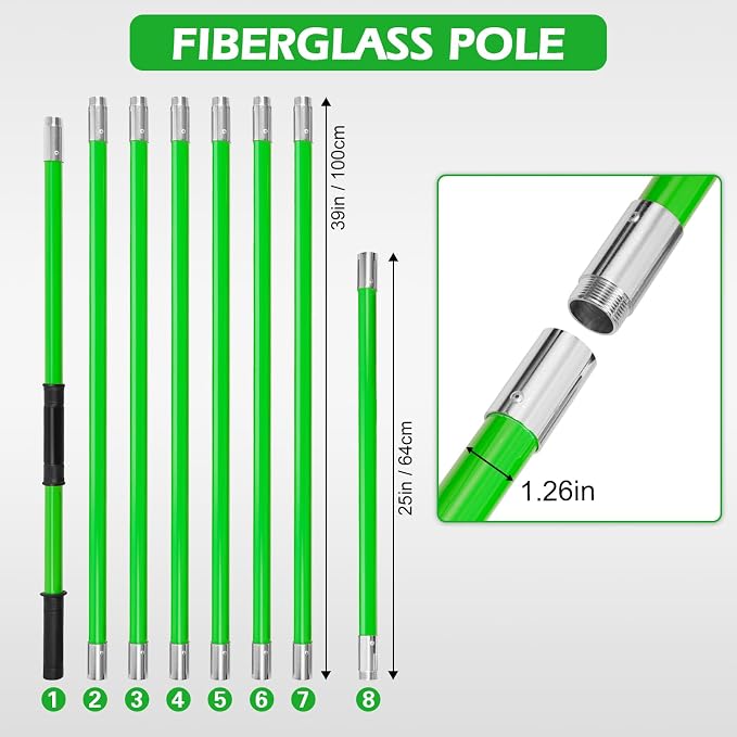 Grefinity Manual Pole Saw, 27 Ft Tree Trimmer, Extendable Pole Saws for Tree Trimming, Sharp Steel Blade and Scissors, for Backyard and Garden Pruning Palms & Shrubs, Green