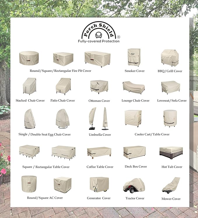 Porch Shield Waterproof Patio Adirondack Chair Cover 2 Pack Fits Outdoor Chairs 28W x 30D x 36H inch, Beige