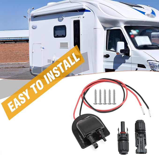 EATAKWARD Weatherproof Solar Entry Housing with 10AWG Solar Extension Cable for RV, Campervan, and Van, Rv Cable Connector, RV Solar Parts (10FT)