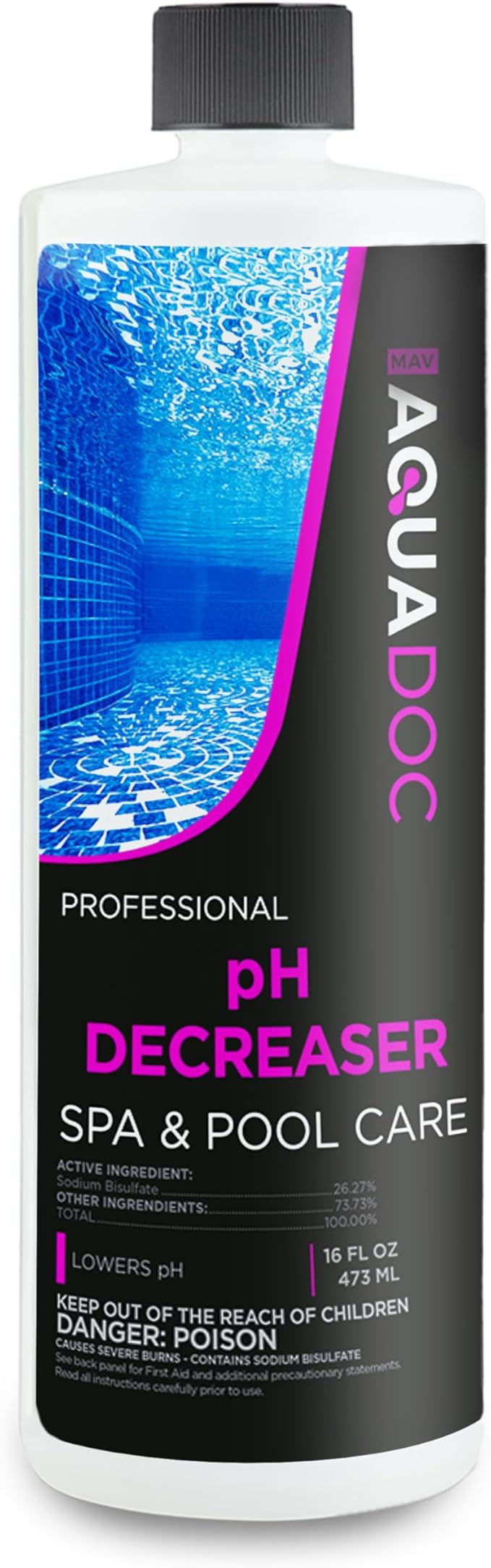 MAV AquaDoc pH Decreaser - pH Down for Hot Tub Spa - 16oz Liquid Hot Tub Chemicals pH Reducer