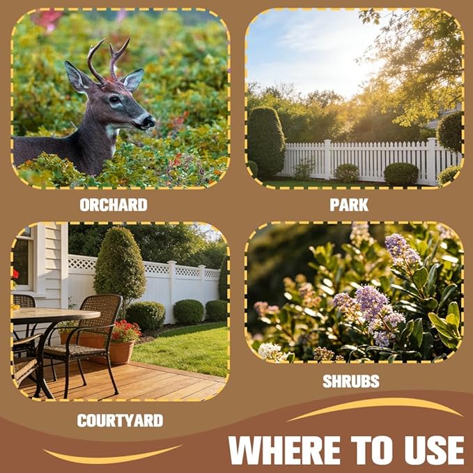 Deer Repellent Outdoor, Natural Deer Repellent for Garden and Yard, Keep Deer Away from Plants, Lasting 90 Days Protection, Safe for Pets and Plants – 8 Pack
