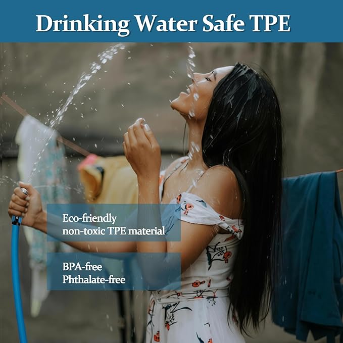 Garden Hose 12ft, Made of TPE(BetterThan PVC), Lightweight but Durable Water Hose with Ergonomic Swivel Fittings, Drinking Water Safe Material
