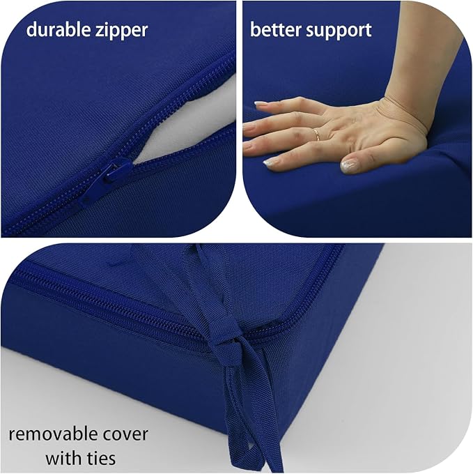 Outdoor Cushions for Patio Furniture, Outdoor Seat and Back Cushion, Waterproof Hampton Bay Deep Seat Replacement Couch Cushions for Garden Lawn, 26.5x26.5 Navy