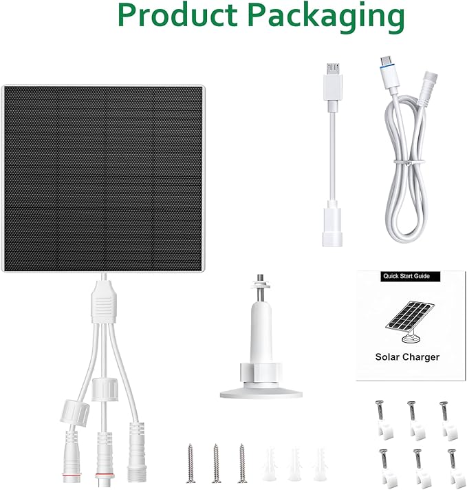 Zivif 10W Solar Panel for Security Camera, 10400mAh Built-in Battery, 5V Outdoor Solar Charger with USB-C & Micro-USB Port, IP66 Waterproof, 360° Adjustable Mount