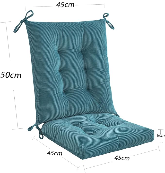Outdoor Patio Cushion, Rocking Chair Cushion, Tufted Pads, Set of Upper and Lower with Ties Pack of 2 (2 Sets) - Back 20"×17", Seat 17"×17" (Blue)