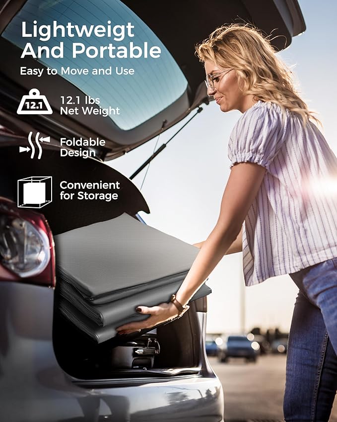 Heavy Duty 10x20FT Carport Replacement Canopy Cover, Durable Waterproof Garage Shelter Top, Car Tent for Outdoor Use, with Ball Bungees for Secure (Gray, Cover ONLY)