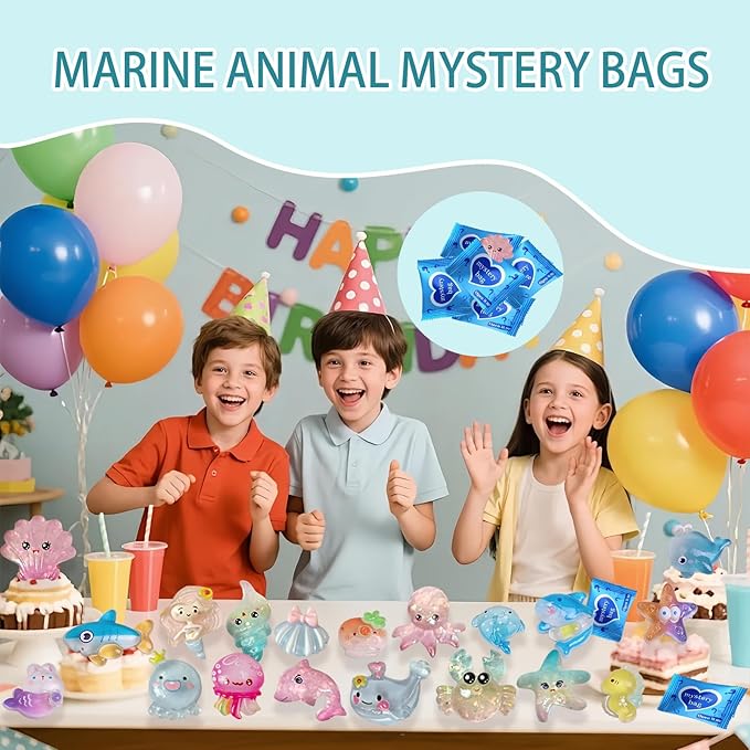Mini Glow In The Dark Animal Resin Models, Resin Animals Mystery Bags, Individually Wrapped Blind Bags Tiny Animal Figurines, Collectible Mini Animals For Fairy Garden, DIY Crafts (100, Ocean)