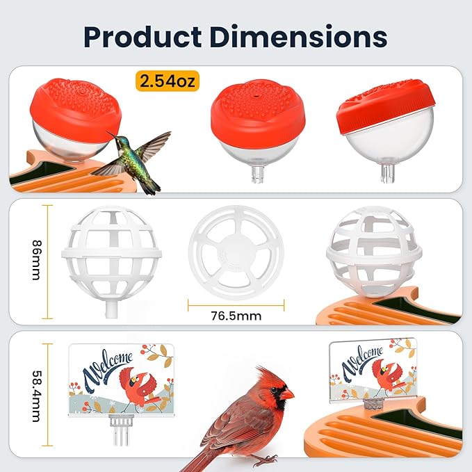 DIY Bird Feeder Add-Ons for Bird Feeder Camera, Including Suet Ball, Mini Hummingbird Feeder, Welcome Card, Must-Have Bird Feeder Accessories to Attract More Birds, Ideal Gift for Bird Lover