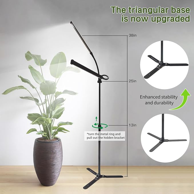 Professional Grow Lights for Indoor Plants Growing, Full Spectrum | 2026 Upgrade,162 LEDs, Height Adjustable 13-38", 3 Spectrum Modes,10 Dimming Levels, Plant Grow Lights with 4/8/12/18H Timer
