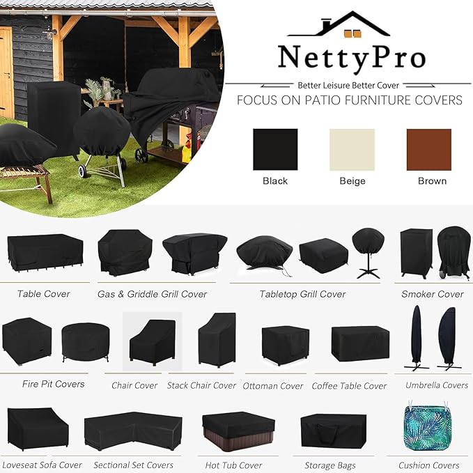 NettyPro Deck Box Cover Outdoor Waterproof Storage Bench Cover for Rectangular Deck Box, 46 x 16 x 22 inch, Black