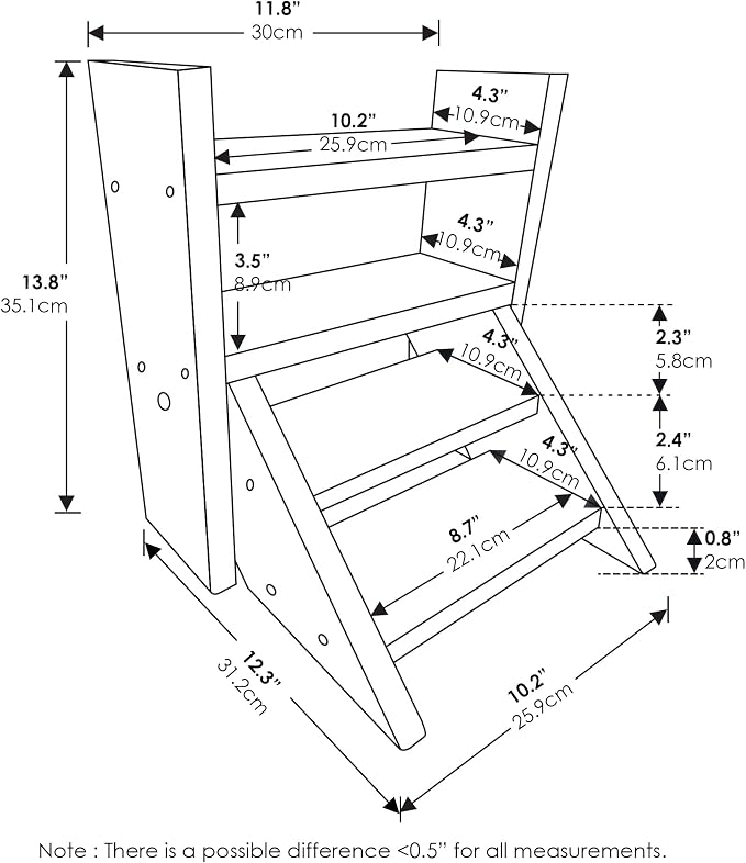Furinno Tioman Outdoor Staircase Design Plant Stand, Pine Wood