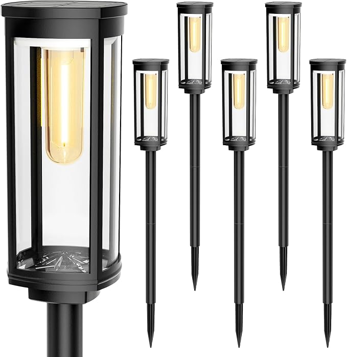 COXSENI Solar Pathway Lights Outdoor 6 Pack, Bright Solar Path Lights Outside Waterproof, Walkway Light Solar Powered Landscape Lights for Driveway Lawn Patio Sidewalk Yard