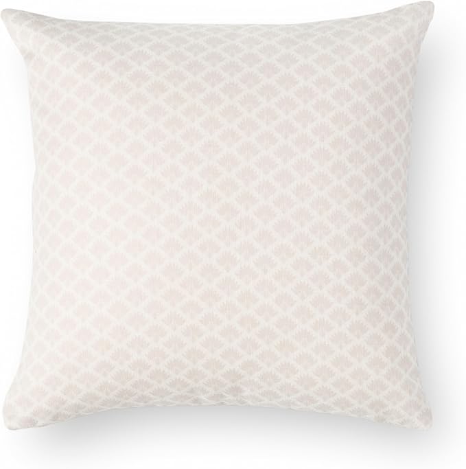 Crumbs Home Coastal Linen Indoor Outdoor Throw Pillow Cover Only, 20"x20" Water Repellent for Patio, Backyard, Couch, Neutral Beige Ravenala Palm Tree
