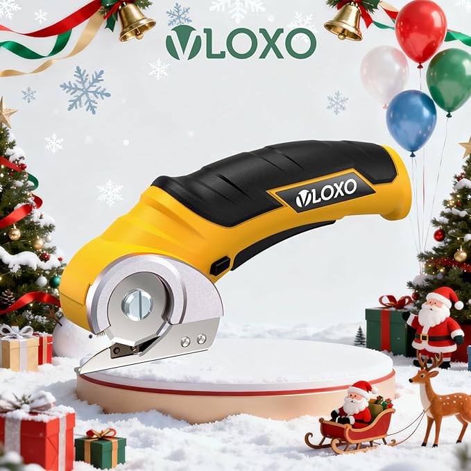 VLOXO Cordless Cardboard Cutter – Electric Scissors for Effortless Cardboard Recycling, Package Opening & DIY Crafting, 240RPM Cordless Power Scissors with Safety Lock for Left & Right Hand(Yellow)