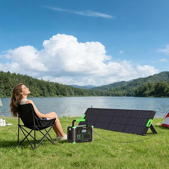 200W Portable Solar Panel for Power Station, 23.5% High Efficiency ETFE Foldable Solar Charger with 4 Kickstands, IP65 Waterproof MC4 Output for Outdoor Camping, RV, Blackout