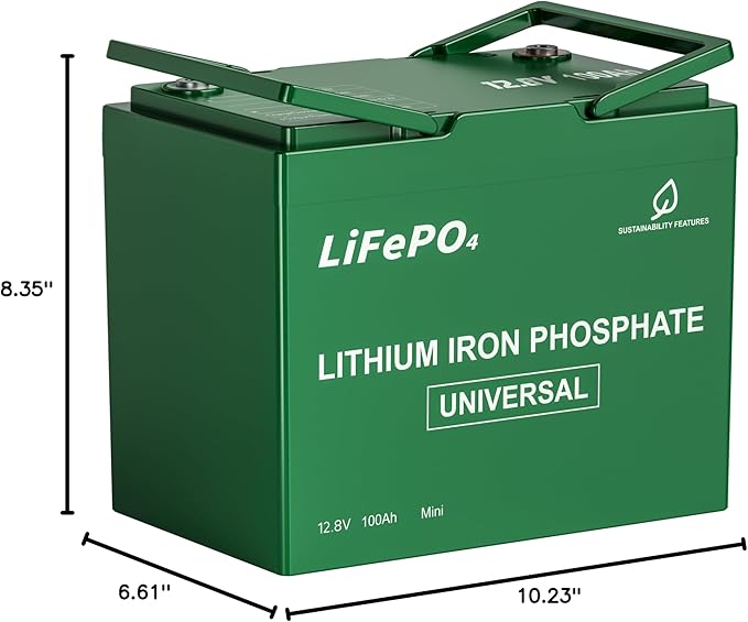 12.8V 100Ah LiFePO4 Battery, 1280Wh Deep Cycle Lithium Battery for RV, Marine, Solar & Trolling Motor, Built-in 100A BMS Protection, Low-Temp Charge Cutoff, Lightweight Lead-Acid Replacement