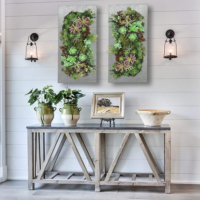 Modern Home Living Wall Galvanized Steel/Zinc Succulent Planter, Wall Mounted Garden Pocket Planter (12 Pocket, Aged Zinc)
