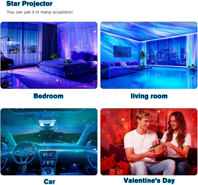 Northern Galaxy Light Aurora Projector, Star Projector with 33 Light Effects, Starry Nebula LED Lamp for Bedroom with Remote Control, White Noise, Kids/Adults Room Decor, Bluetooth Speaker for Parties