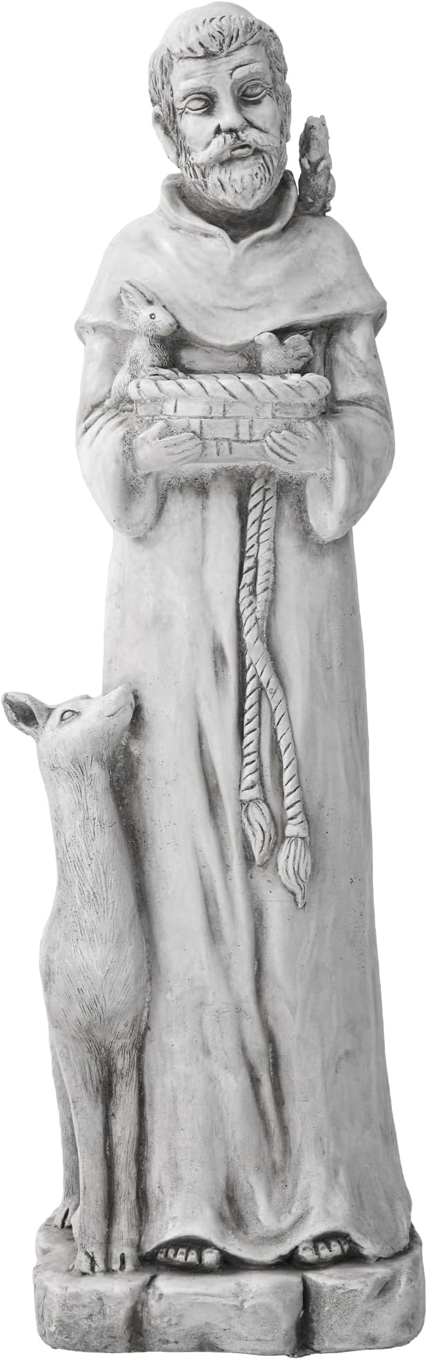 St Francis Garden Statue, 36.2" Saint Francis Catholic Outdoor Statues, Large Religious Christian Sculpture Decor for Prayer and Meditation, Patron Saint of Animals Patio in Durable MGO Stone