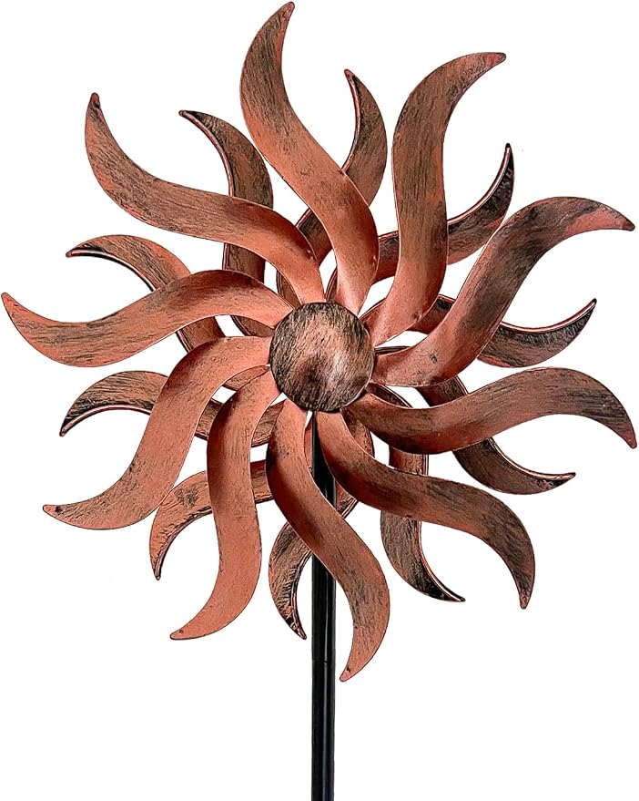 360 Degree Double Blade Metal Wind Spinner for Patio, Lawn & Garden (Copper 53 * 12 inch)