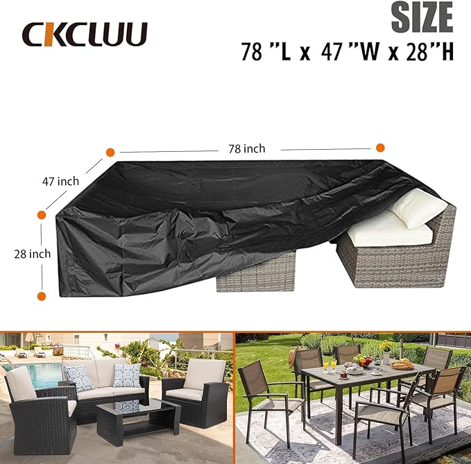 Patio Furniture Set Cover Outdoor Sectional Sofa Set Covers Outdoor Table and Chair Set Covers Water Resistant 78 Inch L x 62 Inch W x 30 Inch H