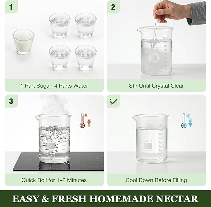 Kingsyard 2 Pack Glass Hummingbird Feeder for Outdoor Hanging, 24 Ounces, 6 Feeding Ports, Bird Nectar Feeder for Garden Décor, Ant Moat Included, Turquoise
