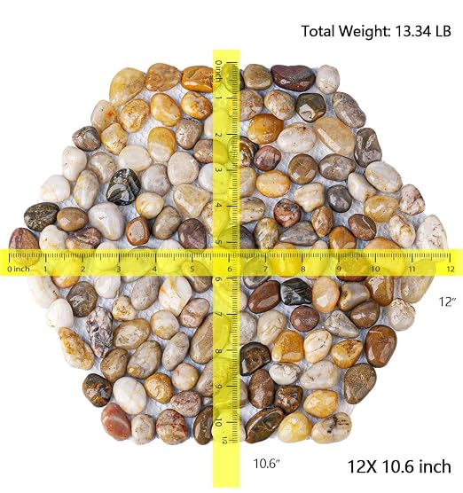 Stepping Stones Outdoor, 12 Inch Natural River Rock Garden Pavers, Set of 6 Round Pebble Stones for Walkway, Yard, Lawn, Patio, Pathway & Landscaping Decor (Hexagon)