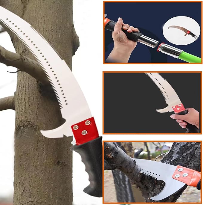 Manual Pole Saw 30 FT Extendable Tree Pruner High Branches Trimming for Pruning Palms and Shrubs with Long Handle (Yellow)