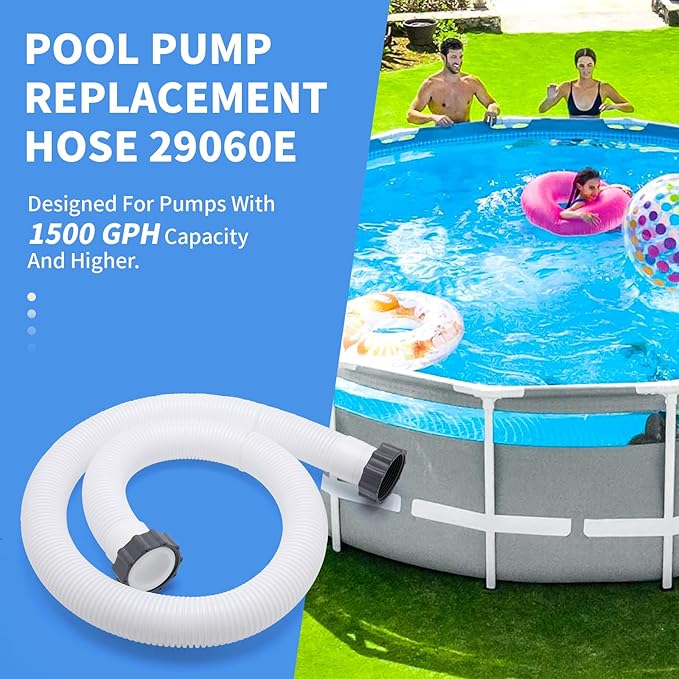1.5" Pool Hose For Intex Filter Pump,1.5 Inch Pool Hoses For Above Ground Pools,29060e Pool Filter Hose For Coleman Intex Sand Filter Pumps & Saltwater Systems 59" Long (2 Pack)