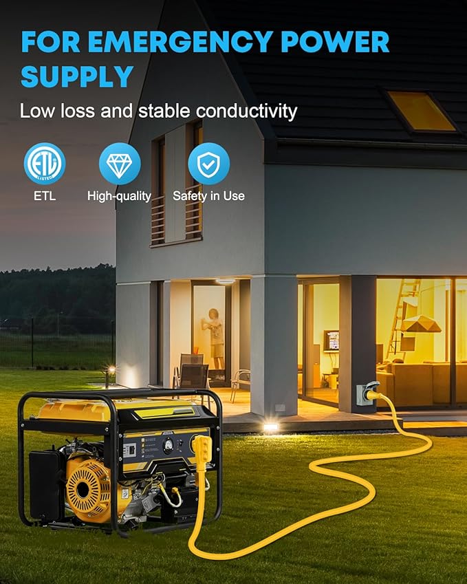 Kohree 50 Amp Generator Cord and Power Inlet Box Kit, 40FT NEMA 14-50P to SS2-50R Generator Extension Cord, 50Amp Pre-drilled Generator Inlet Box with Cable Waterproof Combo Kit, 125/250V, ETL Listed