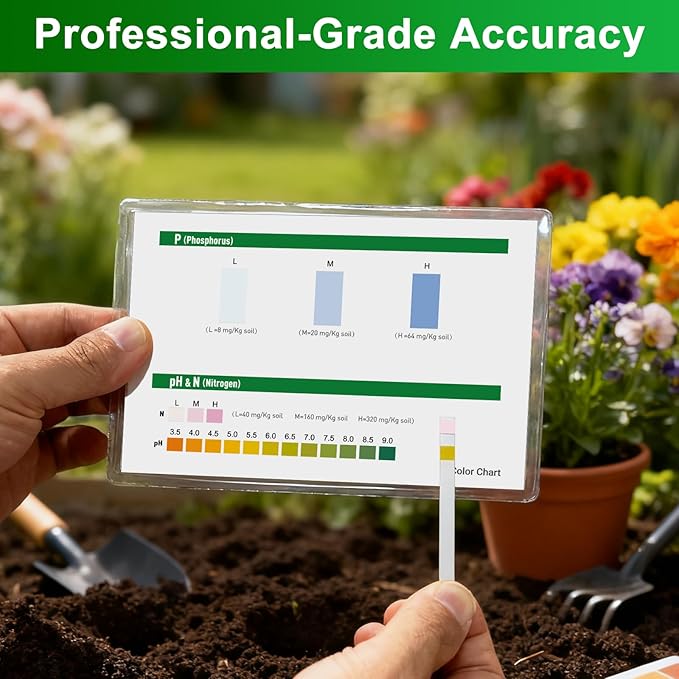 2026 NEW Soil Test Kit 4-in-1 for Lawns & Gardens – 40 Tests (pH, Nitrogen, Phosphorus, Potassium) – Easy Soil Testing Kit for Vegetable Garden, Lawn & Plants